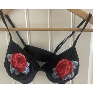 PINK Victoria’s Secret Rose Embroidered Detail Bra Bralette S